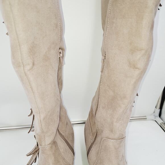 SO® Singalong Women's Boho Cowgirl Cottage core Fringe Knee-High Boots 8.5 - Picture 5 of 11